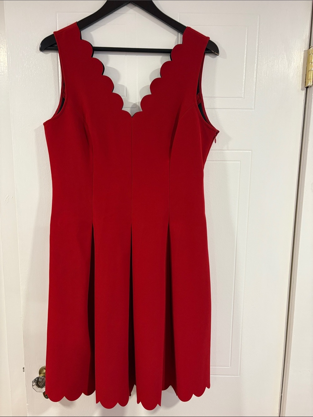 Banana Republic Red Scallop-Edge Sleeveless Fit-and-Flare Dress